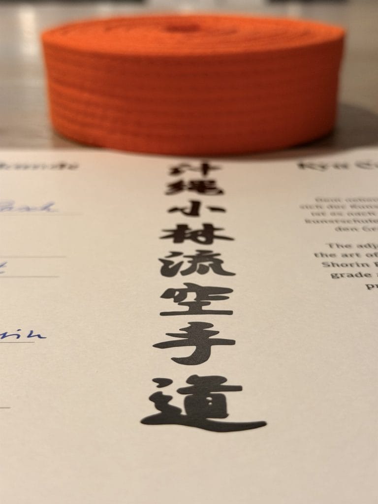 Kyu-Urkunde mit japanischer Kalligrafie